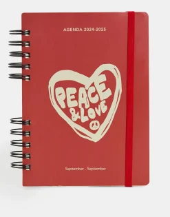 Natura Selection Agendas|Papelería^Agenda Escolar Peace And Love 2024-2025 147946-RED