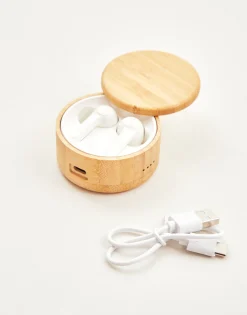 Natura Selection Viaje|Electrónica Y Gadget^Airpods Caja Bambú Redonda 146043-BAMBU/WHI