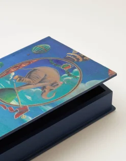 Natura Selection Decoración^Caja Libro Elefante 144158-BLUE