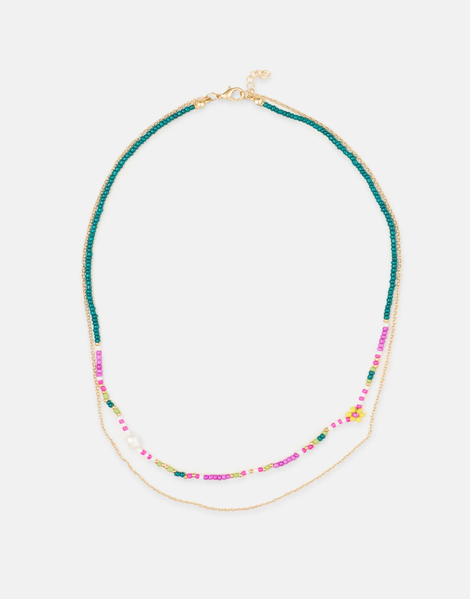 Natura Selection Bisutería^Collar Doble Cadena Beads 147782-GREEN
