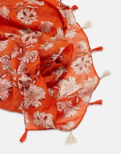 Natura Selection Fulares Y Pañuelos^Pañuelo Print Flor 150509-ORANGE