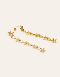 Natura Selection Bisutería^Pendientes Largos Flor 145825-GOLD
