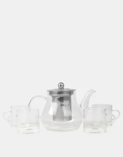 Natura Selection Cocina^Set Tetera Cristal Con 4 Tazas 149638-TRANSPARE