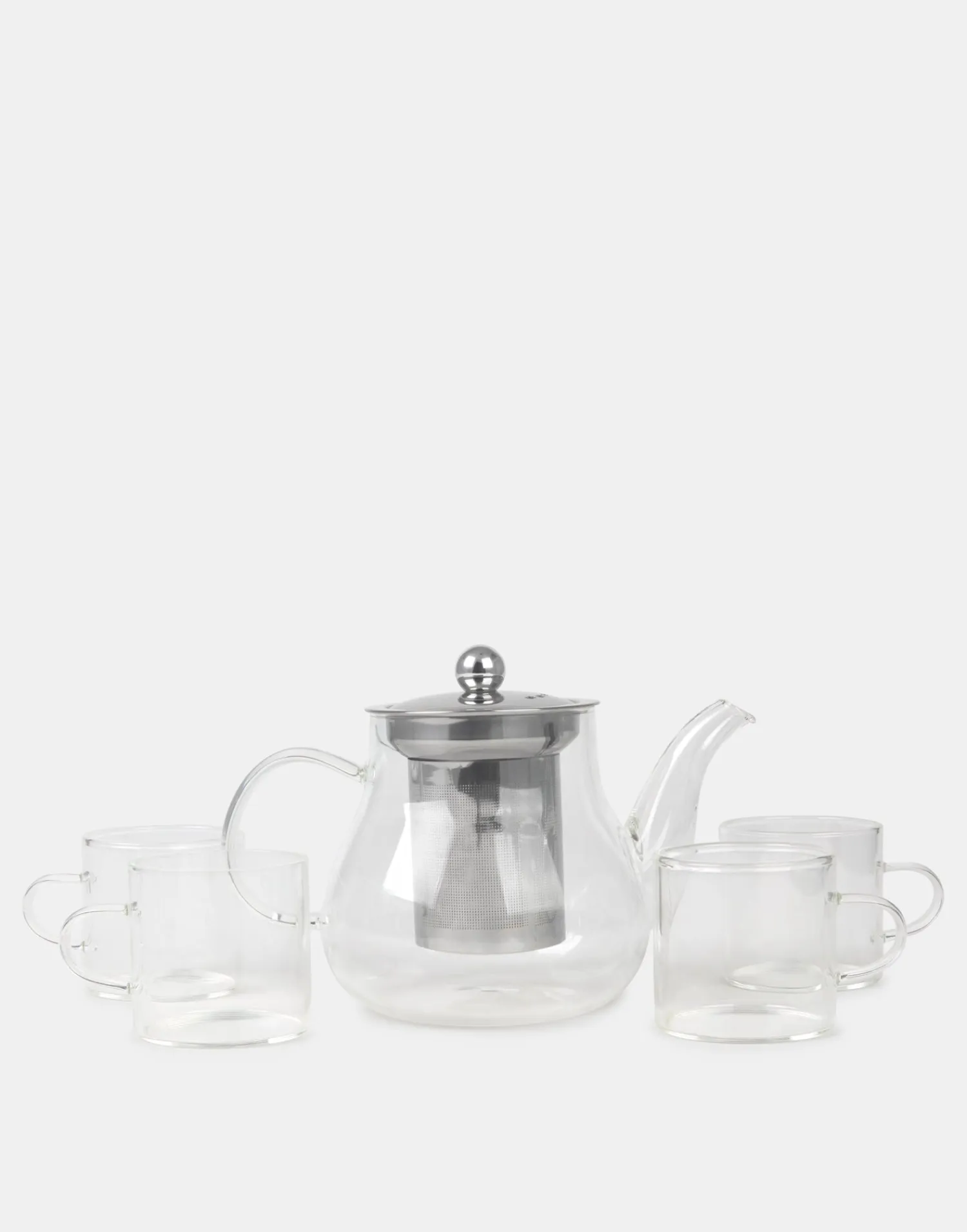Natura Selection Cocina^Set Tetera Cristal Con 4 Tazas 149638-TRANSPARE